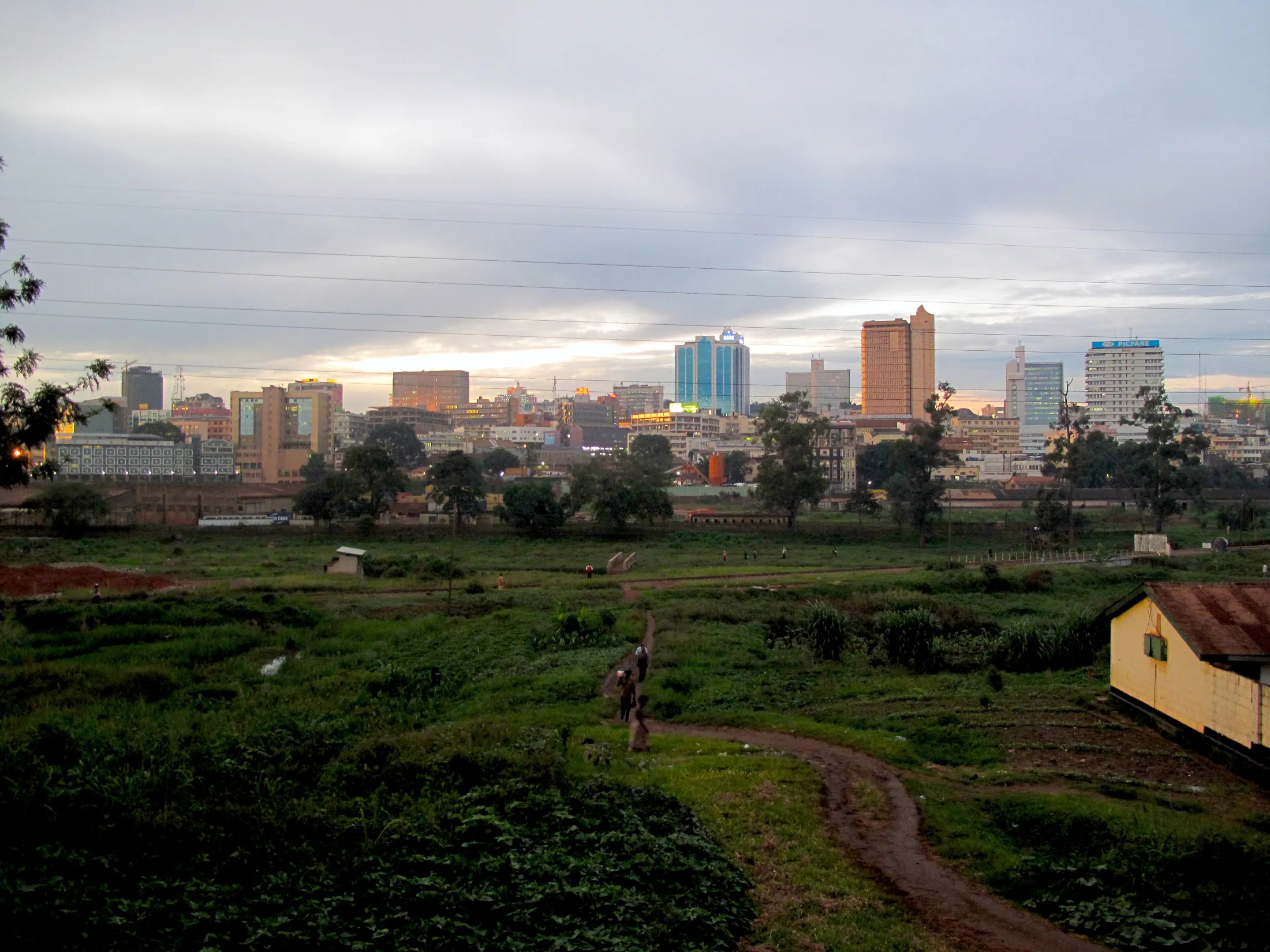 The Kampala skyline in the evening light